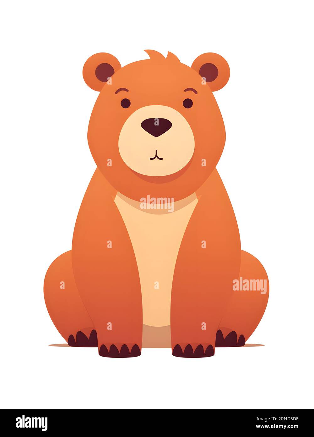An illustration of an adorable cartoon bear on a white background Stock