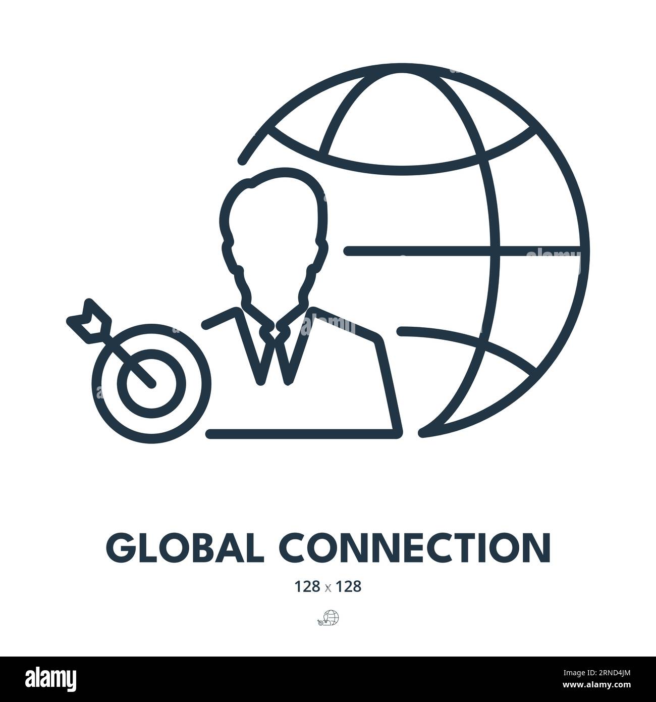 Global Connection Icon. Technology, Communication, Network. Editable Stroke. Simple Vector Icon Stock Vector