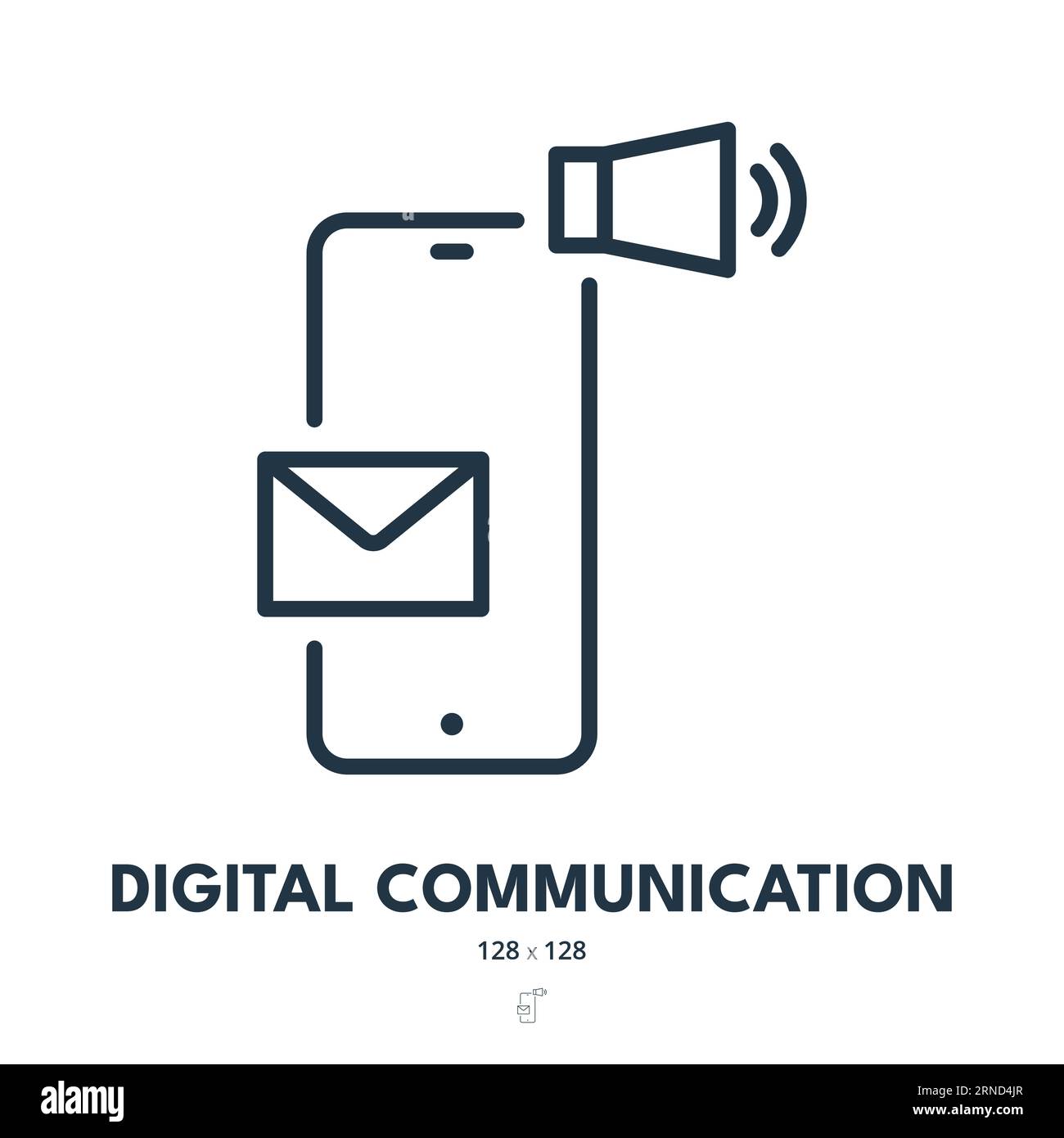 Digital Communication Icon. Social, Communications, Message. Editable Stroke. Simple Vector Icon Stock Vector