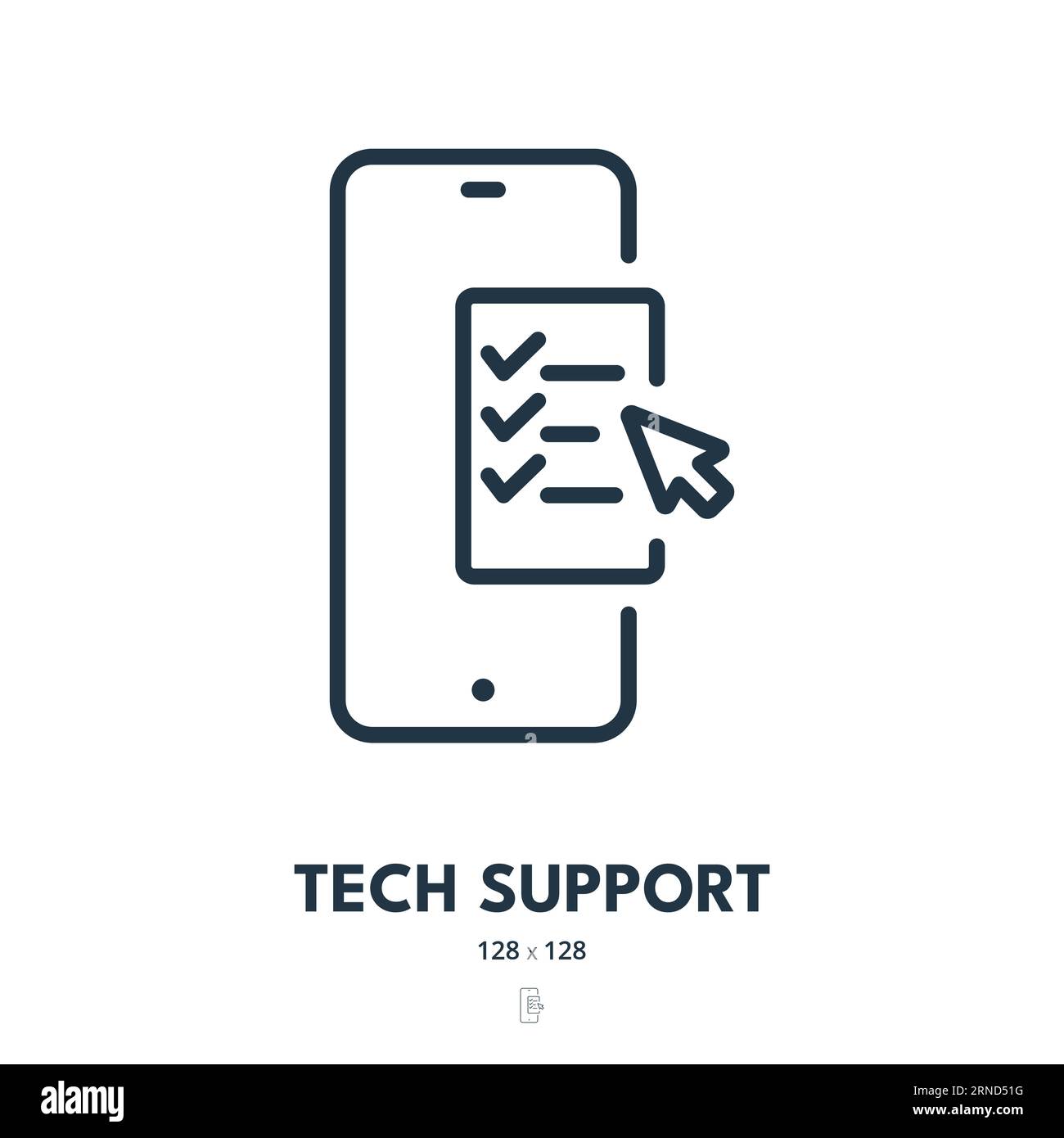 Tech Support Icon. Technology, Assistance, Help. Editable Stroke. Simple Vector Icon Stock Vector