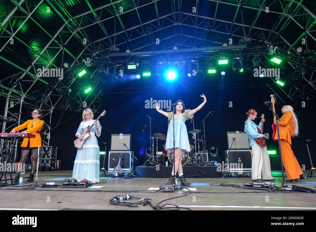 Dorset, UK. Thursday, 31 August, 2023. The Last Dinner Party performing at the 2023 edition of the End of the Road festival at Larmer Tree Gardens in Dorset. Photo date: Thursday, August 31, 2023. Photo credit should read: Richard Gray/Alamy Live News Stock Photo
