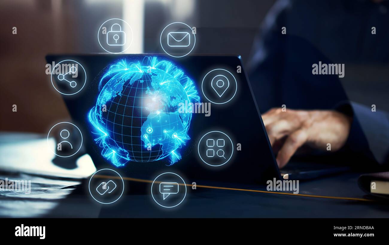 Future Business Technology. Globe Concept And Cloud Stock Photo