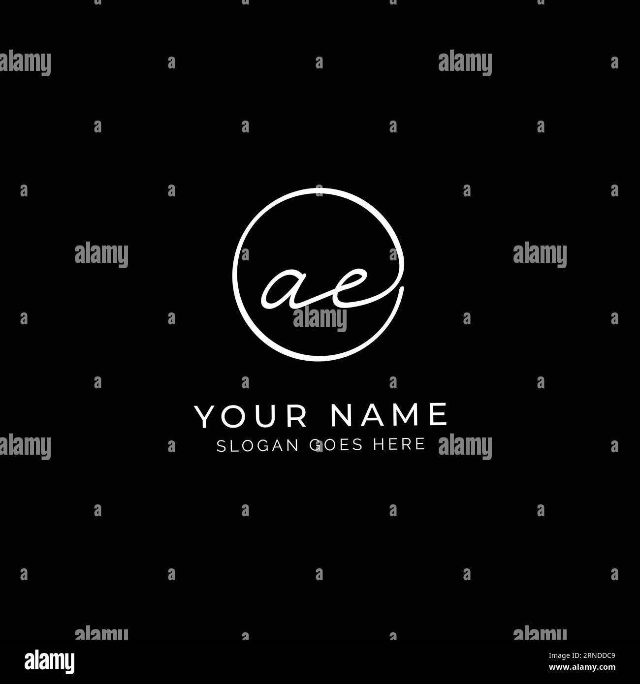 A, E, AE Initial letter handwritten and signature vector logo. Business template in round shape line art Stock Vector