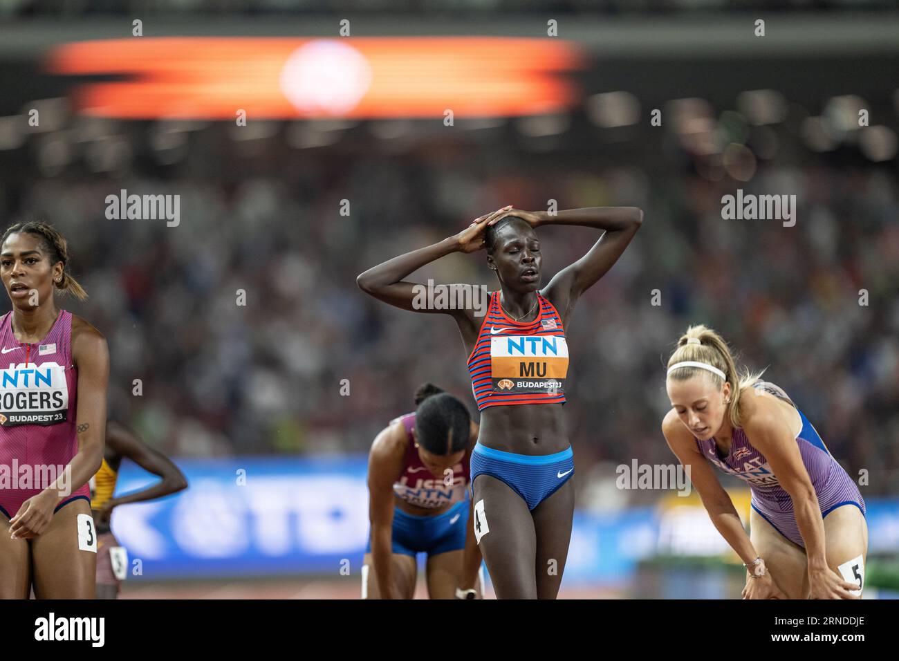 Athing Mu participating in the 800 meters at the World Athletics Championships in Budapest 2023
