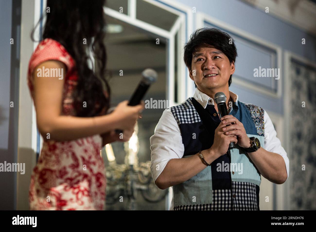 (160520) -- NEW YORK, May 20, 2016 -- Singer Emil Wakin Chau (R) speaks during a press conference for his upcoming concert What we are going to sing today in New York, the United States on May 20, 2016. Emil Wakin Chau will hold his personal concert What we are going to sing today at Lincoln Center in New York on May 22. ) U.S.-NEW YORK-WAKIN CHAU-CONCERT-PRESS CONFERENCE LixMuzi PUBLICATIONxNOTxINxCHN   160520 New York May 20 2016 Singer Emil Wakin Chau r Speaks during a Press Conference for His upcoming Concert What We are Going to Sing Today in New York The United States ON May 20 2016 Emil Stock Photo