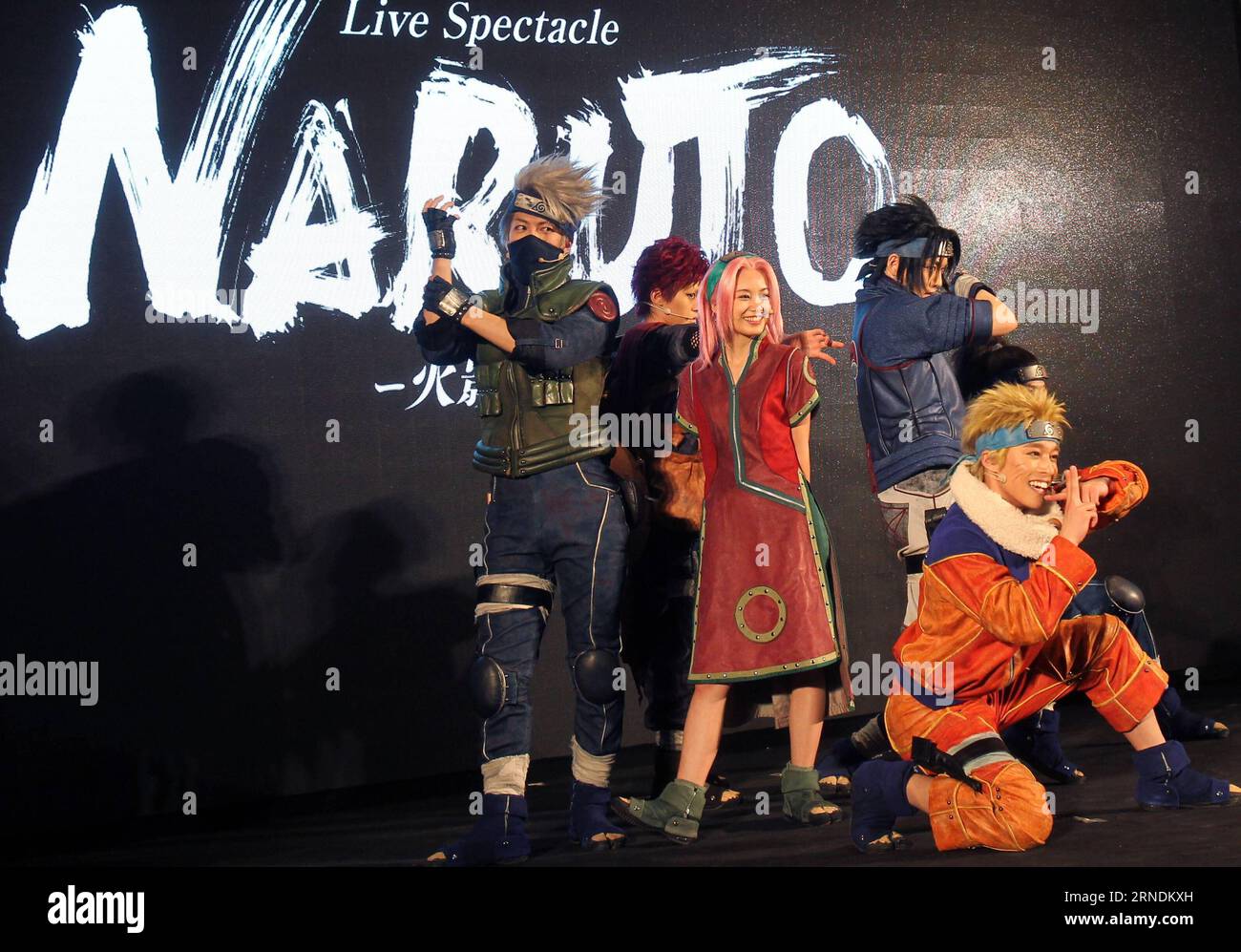 (160523) -- SHANGHAI, May 23, 2016 -- Cast members attend a press conference for the Naruto stage play in Shanghai, east China, May 23, 2016. The play is adapted from the original Japanese manga series written and illustrated by Masashi Kishimoto and will make a tour in Beijing, Shanghai and other four cities in China from October. ) (wx) CHINA-SHANGHAI-NARUTO-STAGE PLAY(CN) LiuxYing PUBLICATIONxNOTxINxCHN   160523 Shanghai May 23 2016 Cast Members attend a Press Conference for The Naruto Stage Play in Shanghai East China May 23 2016 The Play IS Adapted from The Original Japanese Manga Series Stock Photo