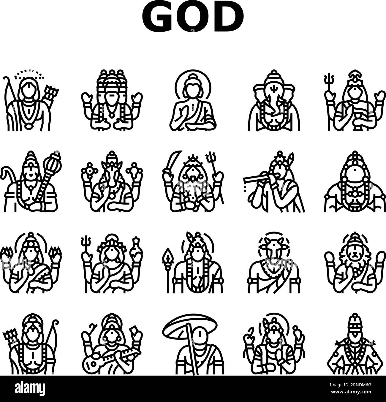 god indian hindu lord krishna icons set vector Stock Vector Image & Art