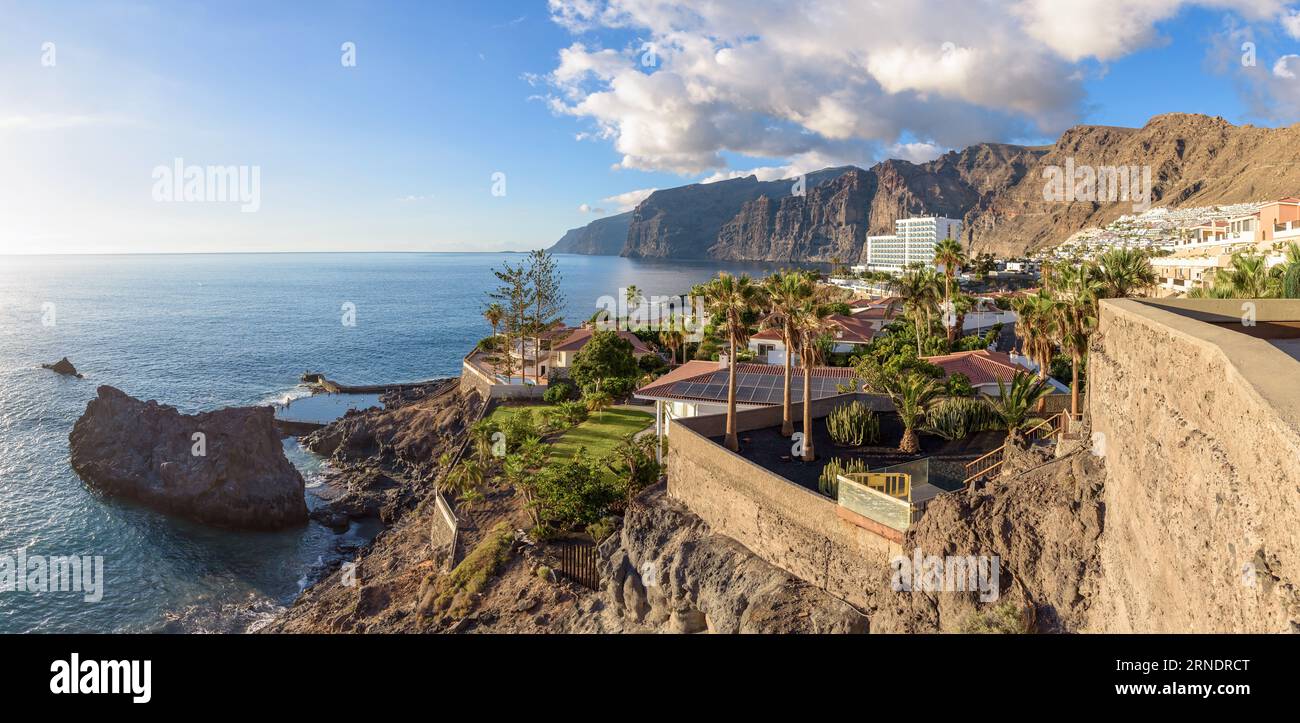 Panoramic view of Tenerife cliff coastline in Los Gigantes Stock Photo