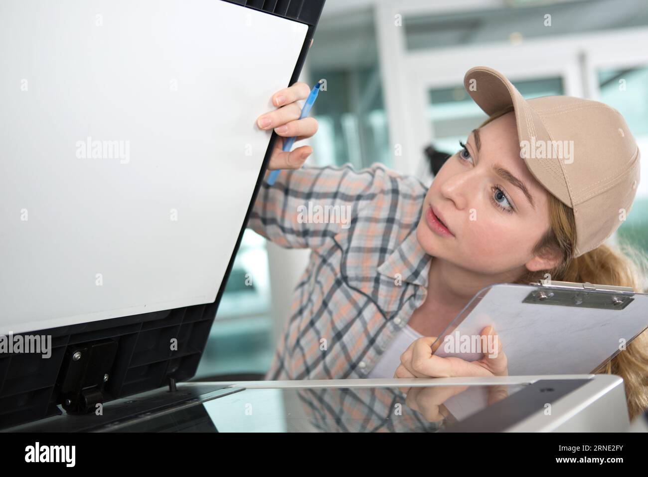 professional female engineer working checking a 3d printing Stock Photo