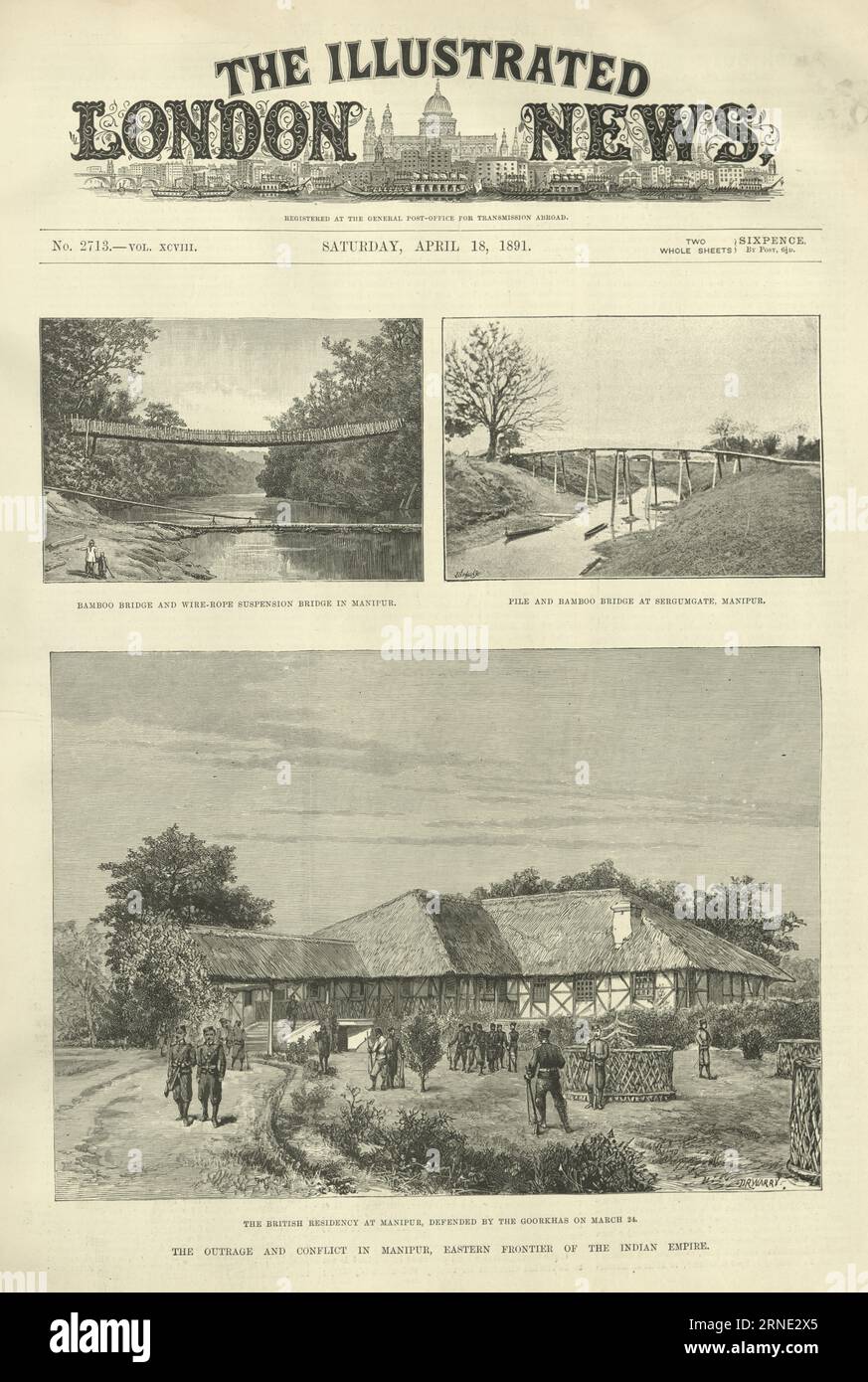 Front paper of the London Illustrated News 1891 Scene in Manipur Front paper of the London Illustrated News 1891 Scene in Manipur