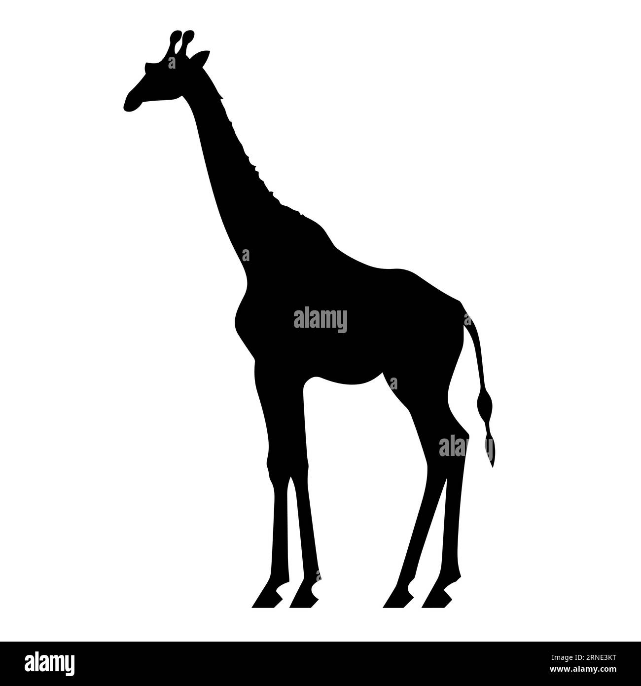 Giraffe silhouette. Giraffe black icon on white background Stock Vector