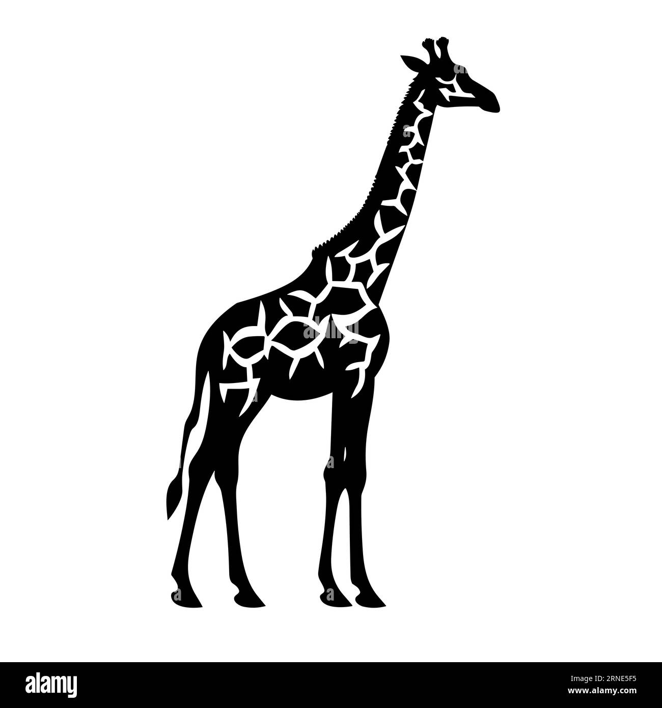 Giraffe silhouette. Giraffe black icon on white background Stock Vector