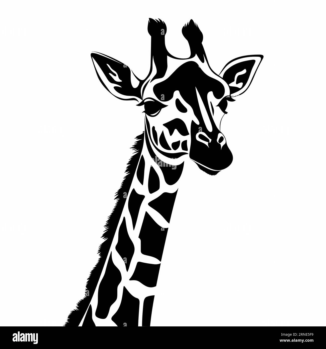 Giraffe silhouette. Giraffe black icon on white background Stock Vector