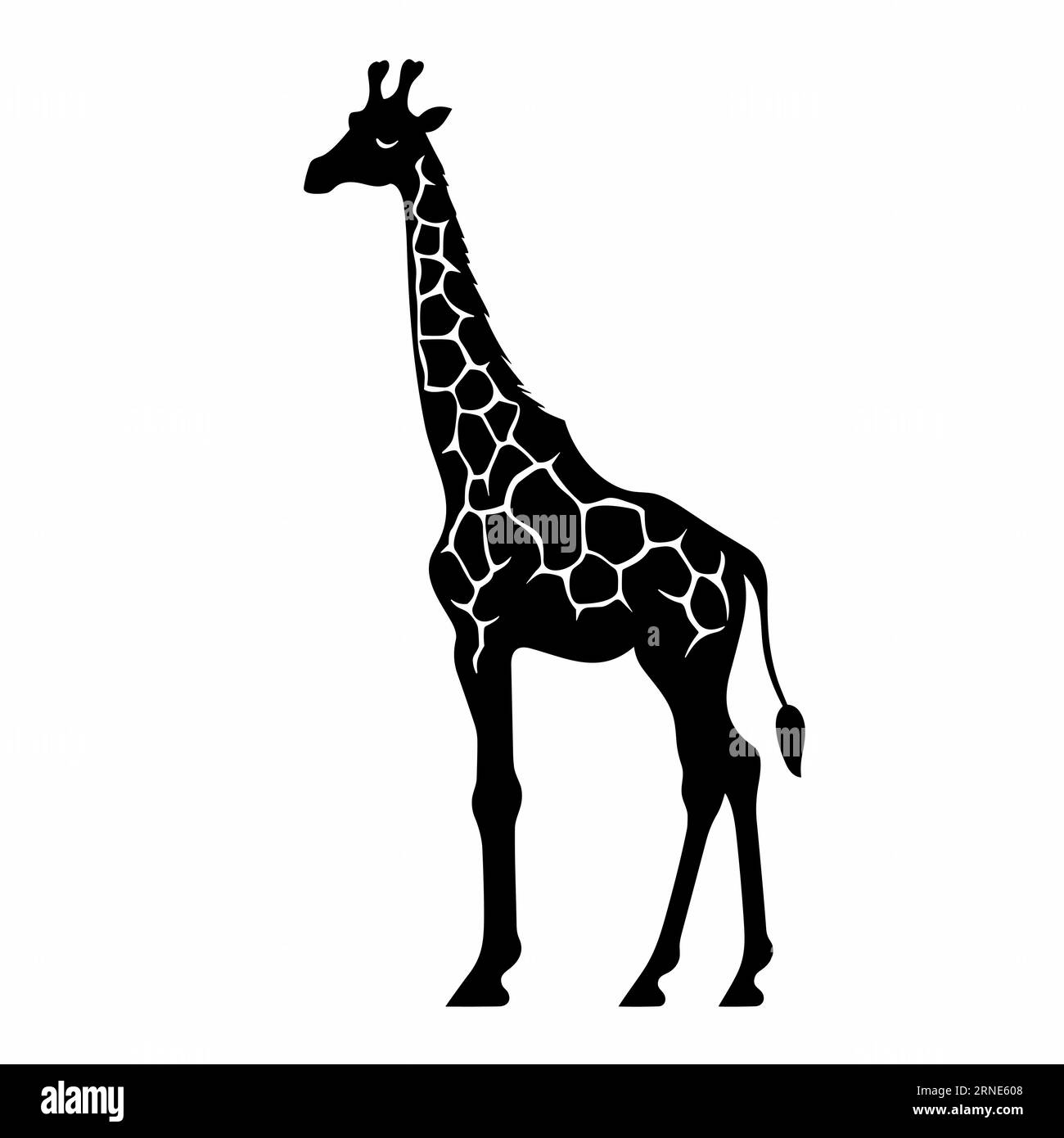 Giraffe silhouette. Giraffe black icon on white background Stock Vector