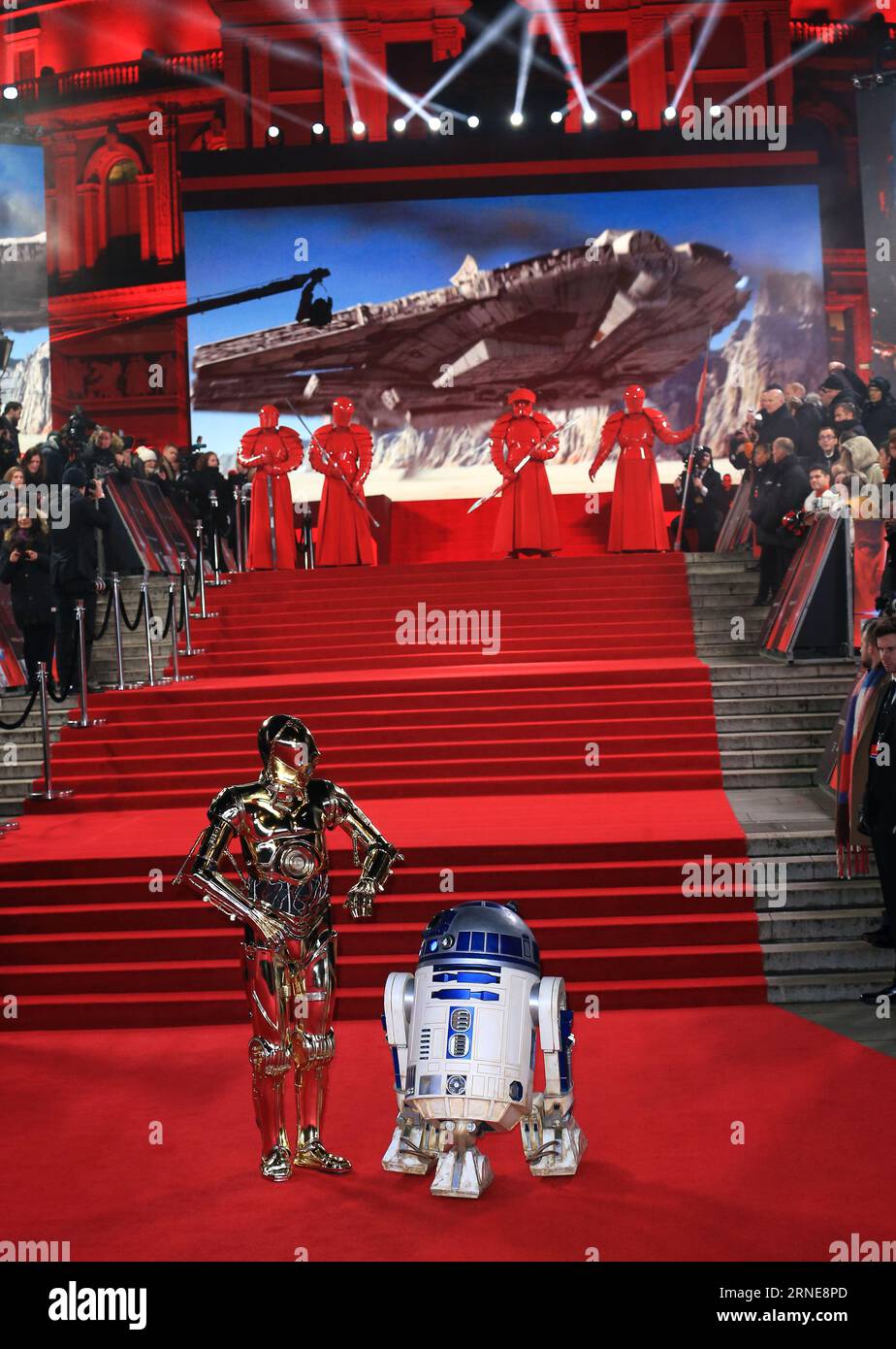 Star Wars characters C-3PO (L) and R2-D2 attend the European Premiere of 'Star  Wars: The Last Jedi' at Royal Albert Hall in London, England Stock Photo -  Alamy