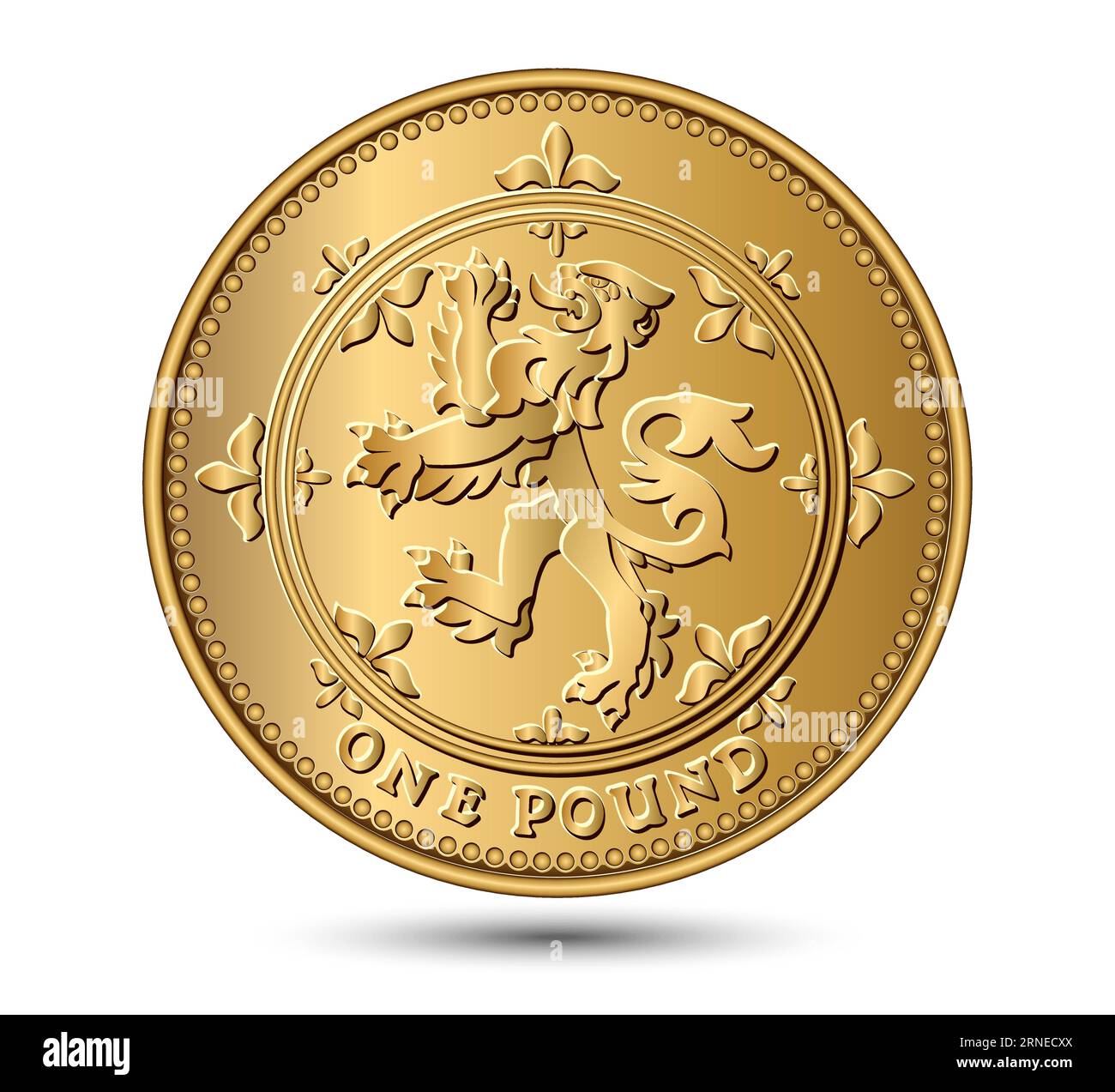 British money gold coin one pound sterling. Vector illustration. Stock Vector