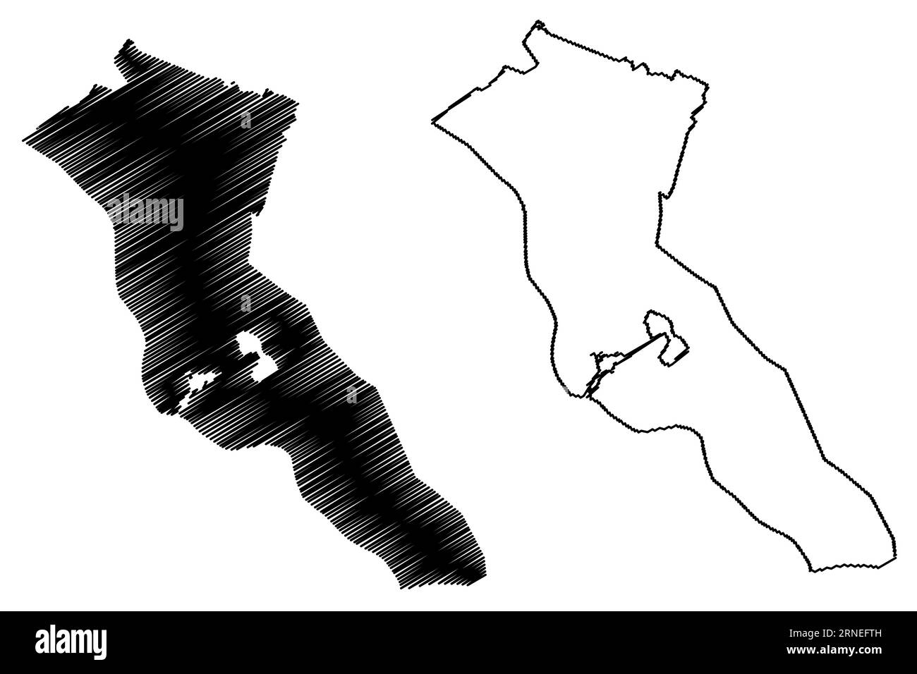 Bergen municipality (Kingdom of the Netherlands, Holland, Limburg province) map vector illustration, scribble sketch Baerge map Stock Vector