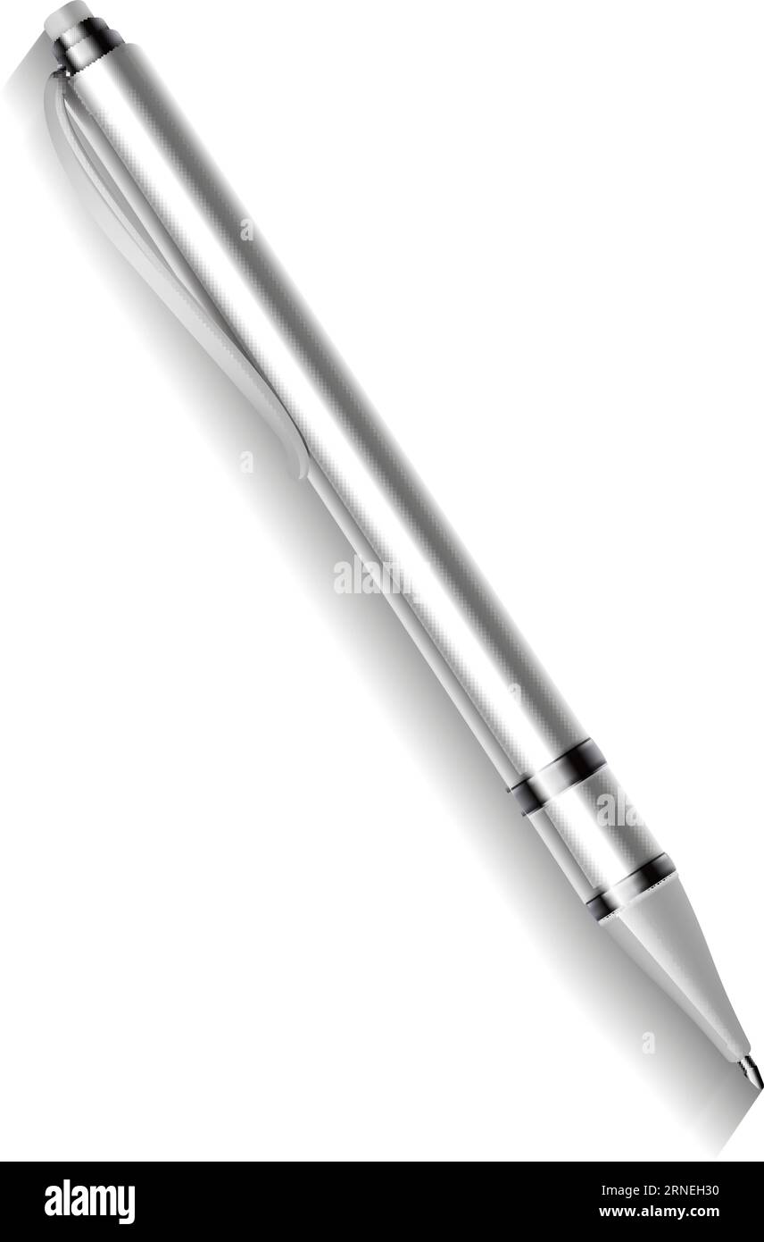 Metal pen mockup. Realistic office writing tool Stock Vector Image