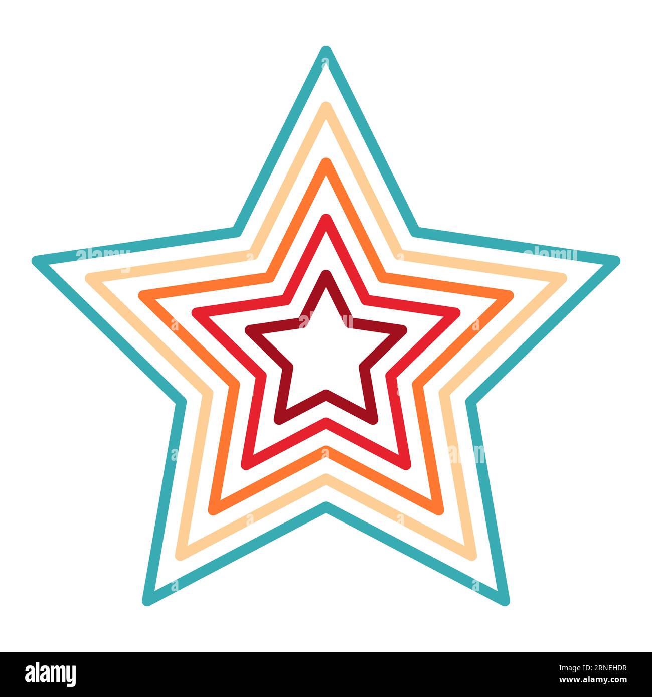 Colorful rating star in retro style on a white background. Feedback concept for mobile app or website. Quality shape design. Vector illustratio Stock Vector