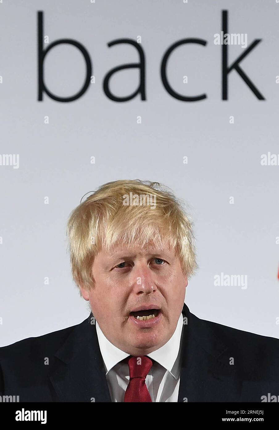 (160624) -- LONDON, June 24, 2016 () -- Former London Mayor and Vote Leave campaigner Boris Johnson speaks during a press conference in London, Britain, June 24, 2016. The Leave camp has won Britain s Brexit referendum on Friday morning by obtaining nearly 52 percent of ballots, pulling the country out of the 28-nation European Union (EU) after its 43-year membership. () BRITAIN-LONDON-BREXIT-BORIS JOHNSON Xinhua PUBLICATIONxNOTxINxCHN   160624 London June 24 2016 Former London Mayor and VOTE Leave Campaigner Boris Johnson Speaks during a Press Conference in London Britain June 24 2016 The Lea Stock Photo