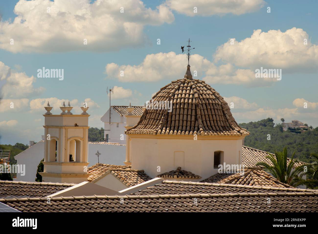 exterior photograph of roof and cupola of a typical mediterranean church Stock Photo