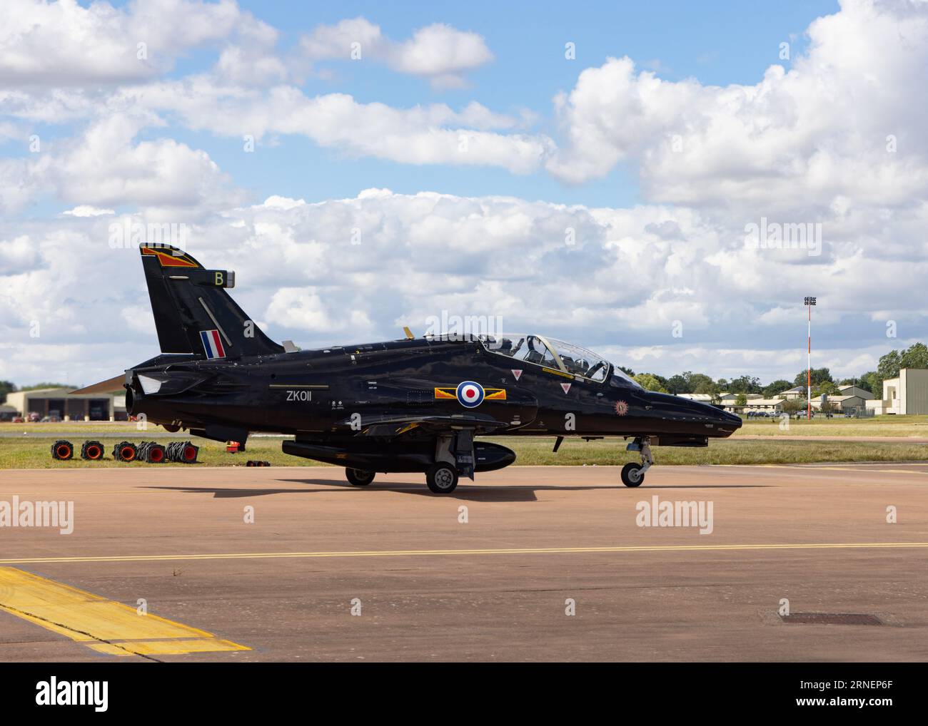 BAE Systems Hawk Advanced Jet Trainer of 4FTS waits to depart from the 2023 Royal International Air Tattoo Stock Photo