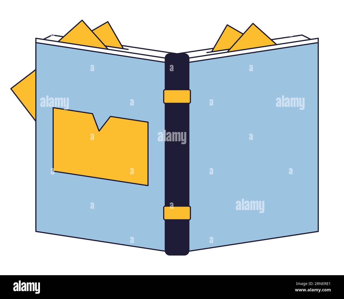 Opened book with bookmarks flat line color isolated vector object Stock Vector