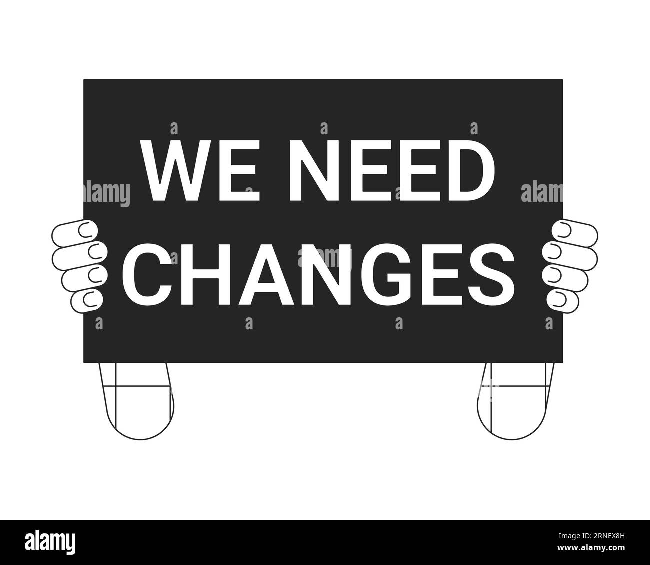 Holding protest placard flat monochrome isolated vector hands Stock ...