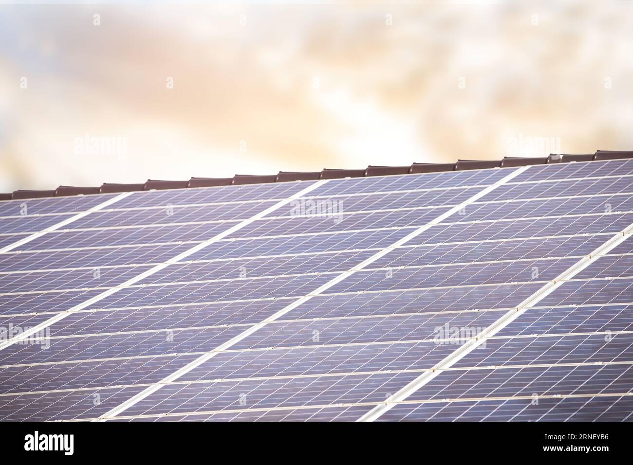 solar panels attached to roof to produce power and energy by sunlight