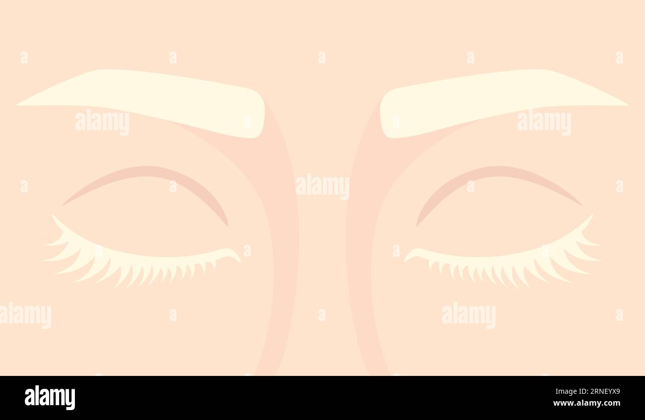 Albino woman eyes closed. Closed eyes with lashes and eyebrows. Vector