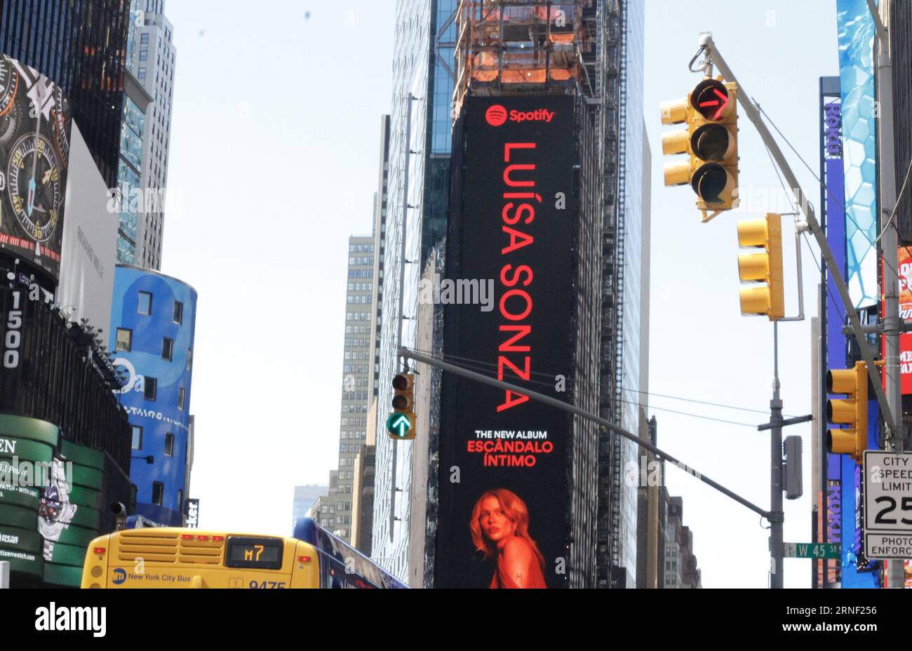 September 1, 2023, New York City, New York: (NEW) Brazilian Singer Luisa Sonza on Times Square Billboard. September 01, 2023, New York, USA: Brazilian singer Luisa Sonza's new album on Spotify ''Escandalo Intimo'' ' Intimate Scandal' is shown on Times Square Billboard. Luisa Gerloff Sonza rose to fame in 2014 singing cover songs on YouTube.Credit: Niyi Fote/Thenews2 (Foto: Niyi Fote/Thenews2/Zumapress) (Credit Image: © Niyi Fote/TheNEWS2 via ZUMA Press Wire) EDITORIAL USAGE ONLY! Not for Commercial USAGE! Stock Photo