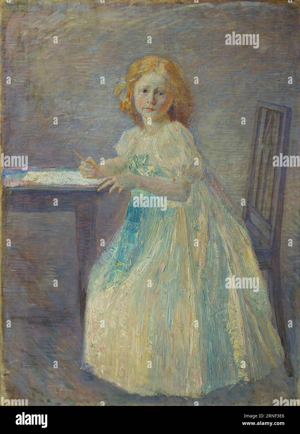 Mädchen in weißem Kleid 1902 by Franz Jaschke Stock Photo