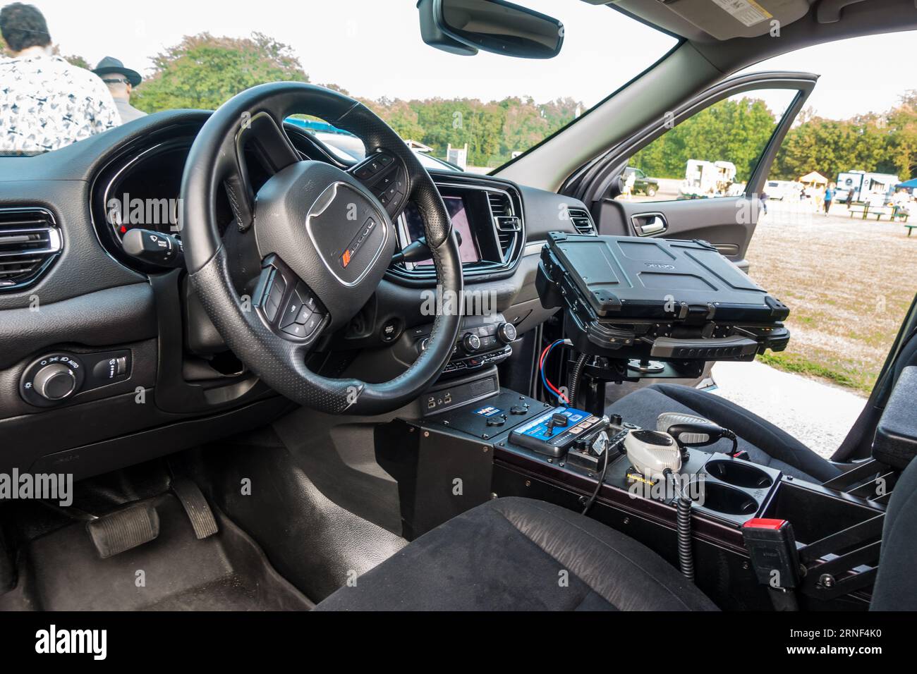 Inside a State Trooper car Stock Photo