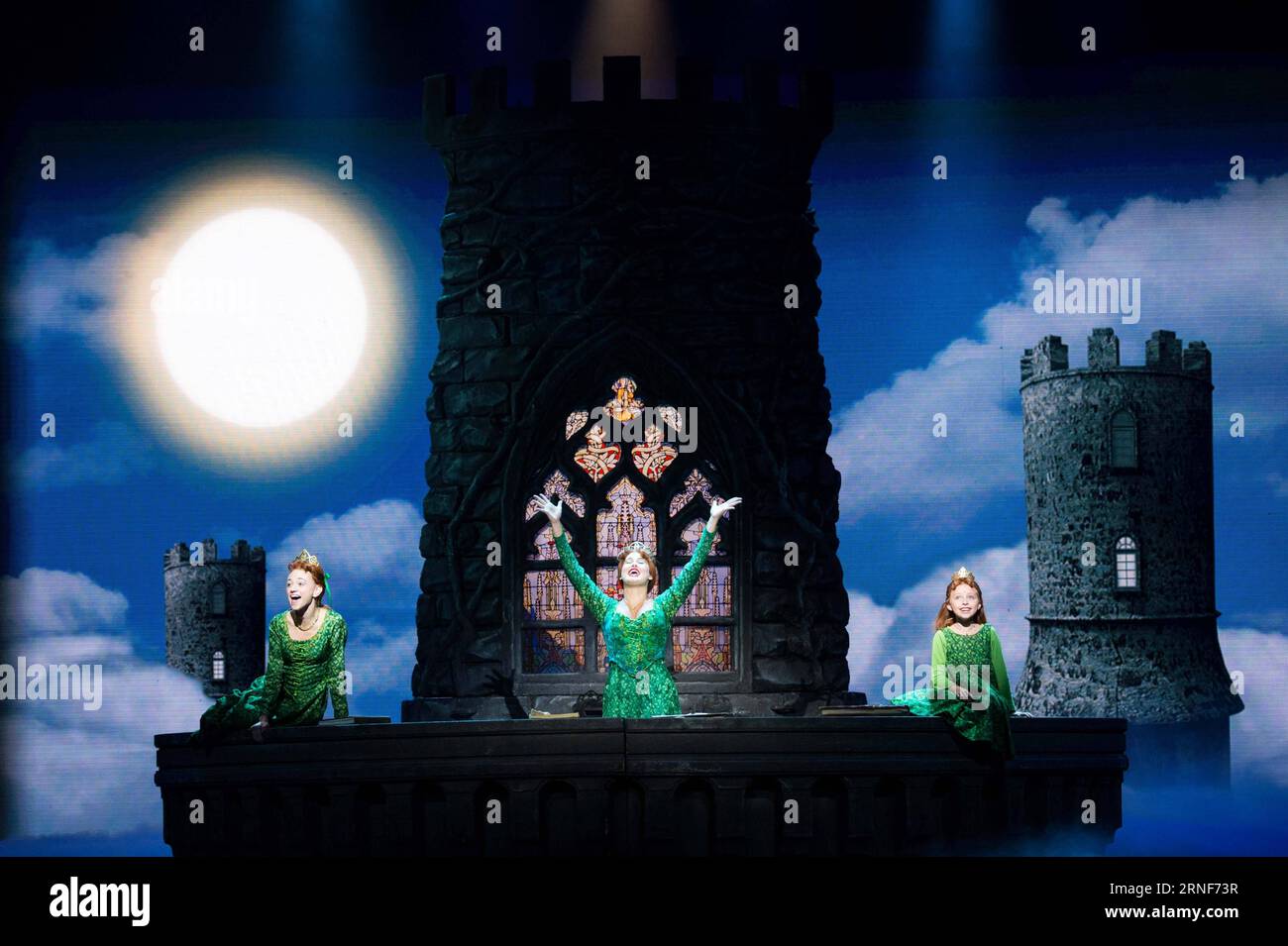 (160722) -- MACAO, July 22, 2016 -- Shrek the Musical is on shown in Macao Special Administrative Region, south China, July 22, 2016. A musical adapted from the smash hit movie Shrek comes to Macao from July 22 to August 7. This Broadway musical based on the DreamWorks Animation Motion Picture and the book by William Steig, will bring the animated story of a popular green ogre to real life. ) (wx) CHINA-MACAO-SHREK THE MUSICAL-DEBUT (CN) CheongxKamxKa PUBLICATIONxNOTxINxCHN   160722 Macao July 22 2016 Shrek The Musical IS ON Shown in Macao Special Administrative Region South China July 22 2016 Stock Photo