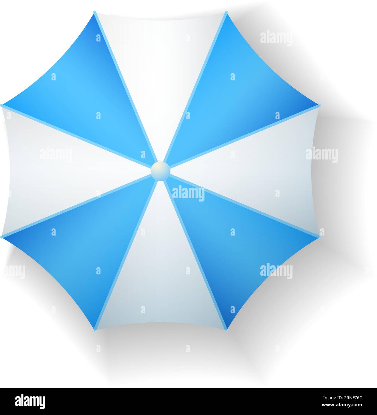 Blue white umbrella. Top view rain weather symbol Stock Vector Image
