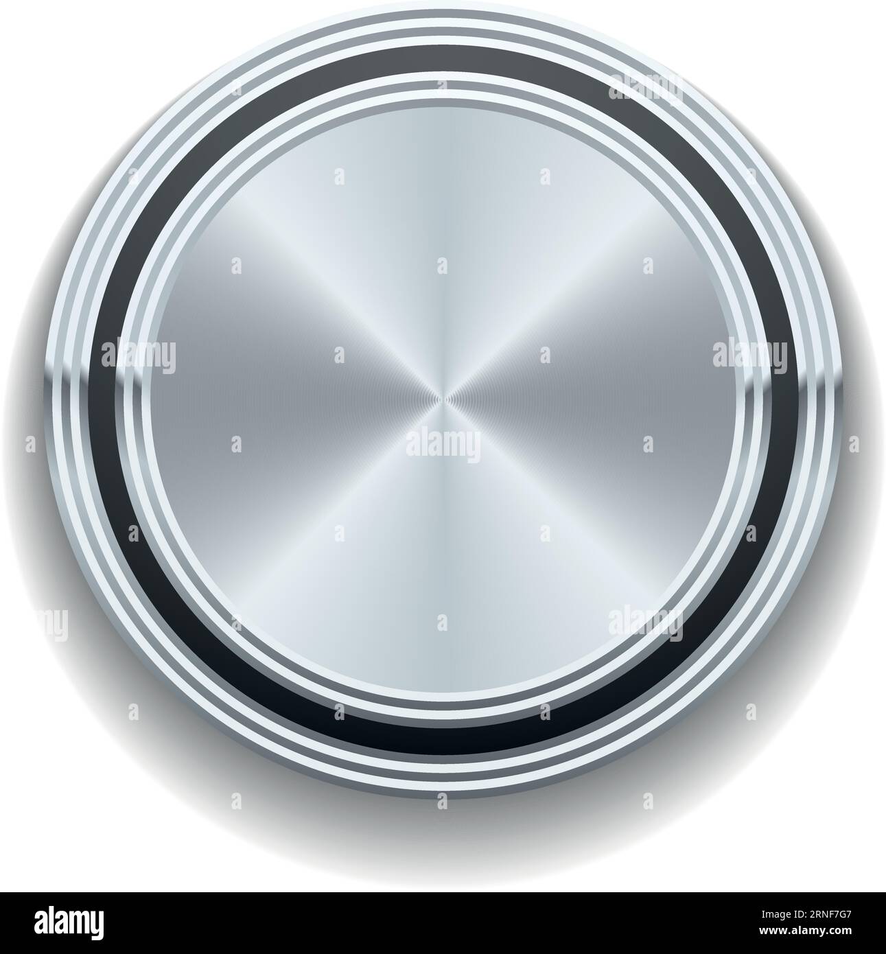 Glossy metal button. Round multimedia control element Stock Vector