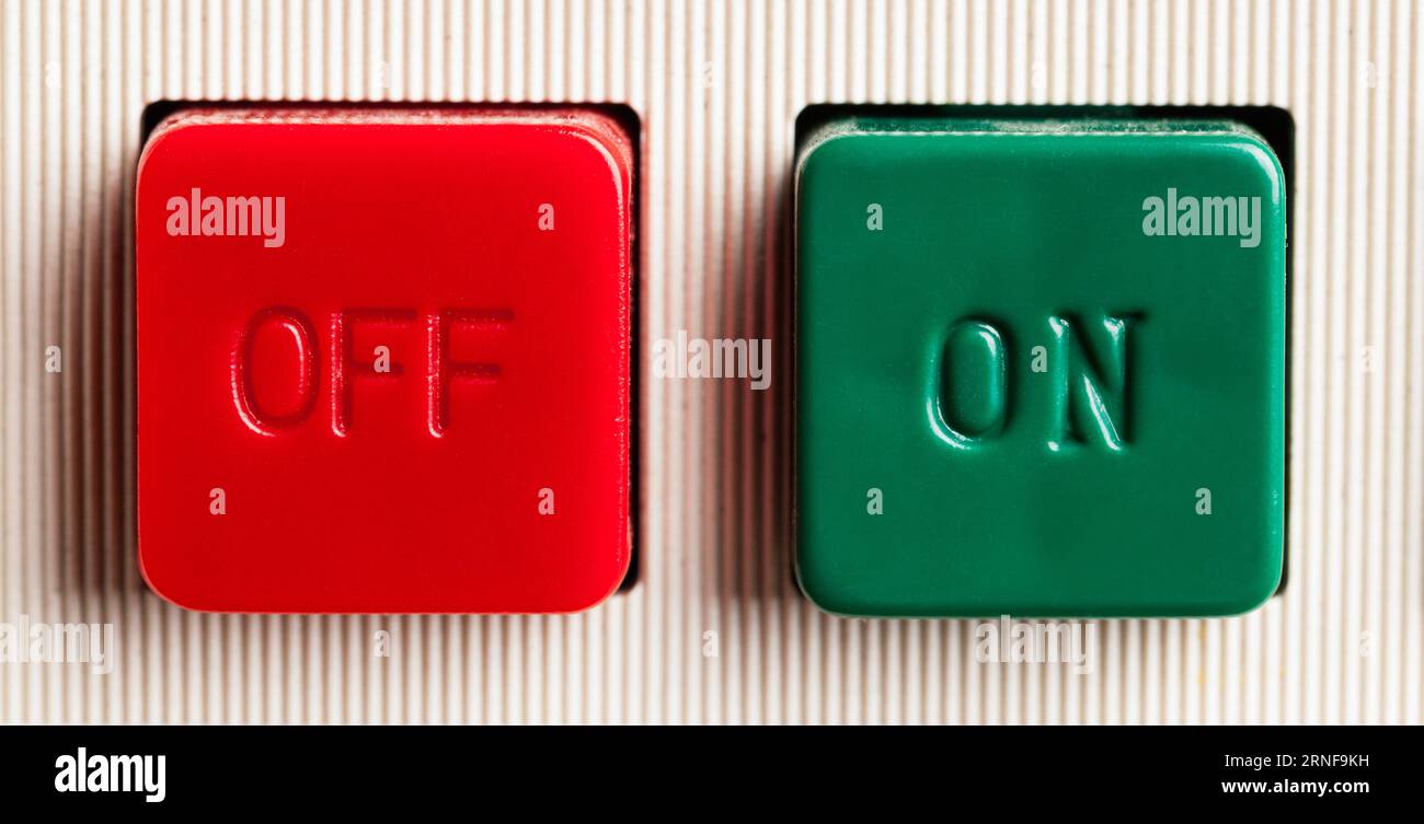 Red and Green Square On Off Palstic Buttons Background Stock Photo - Alamy