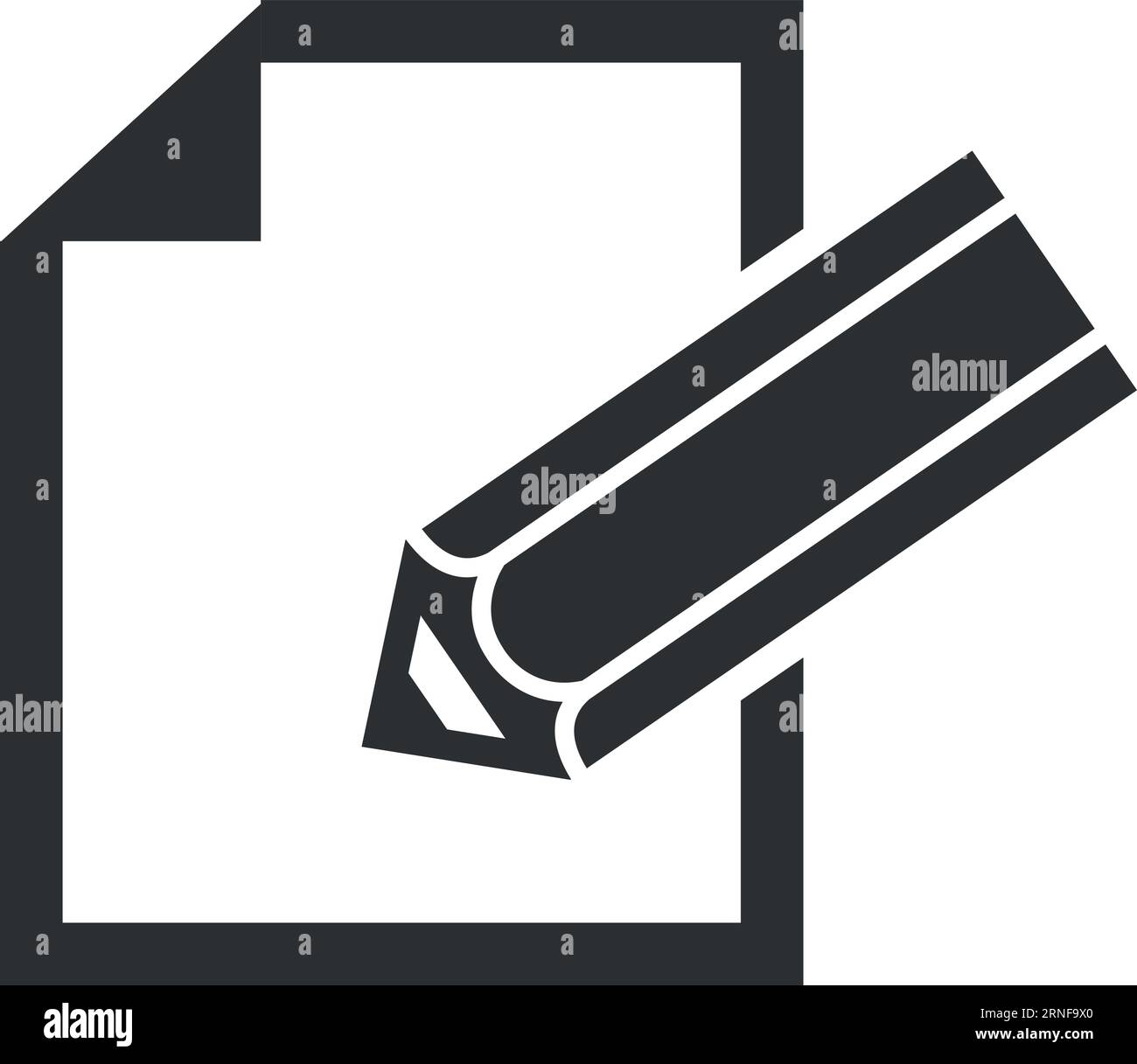Editing black icon. Pencil writing on paper sheet Stock Vector Image ...