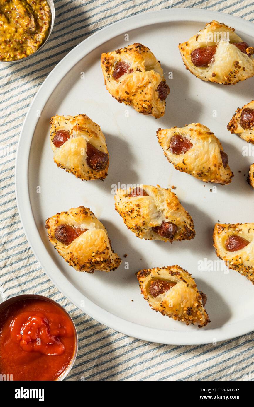 Homemade Pig in a Blanket Hot Dog with Puff Pastry Stock Photo Alamy