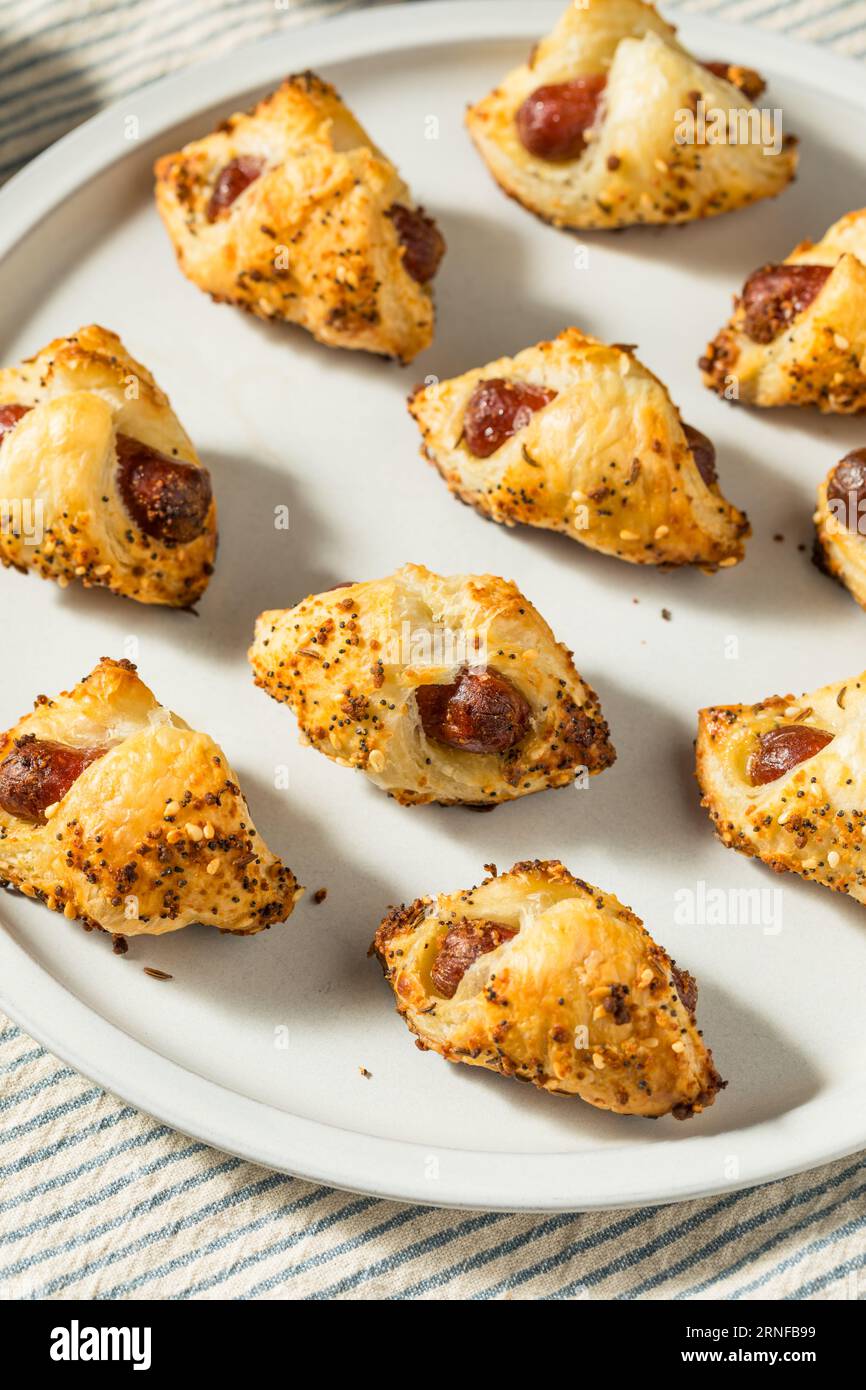 Homemade Pig in a Blanket Hot Dog with Puff Pastry Stock Photo Alamy