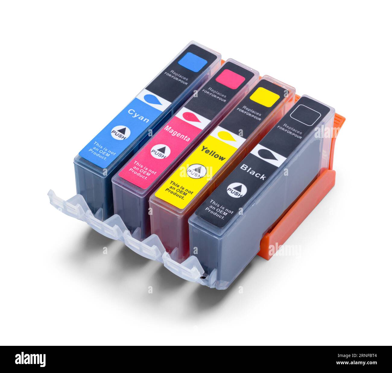 Computer Ink Cartridges Cut Out on White. Stock Photo
