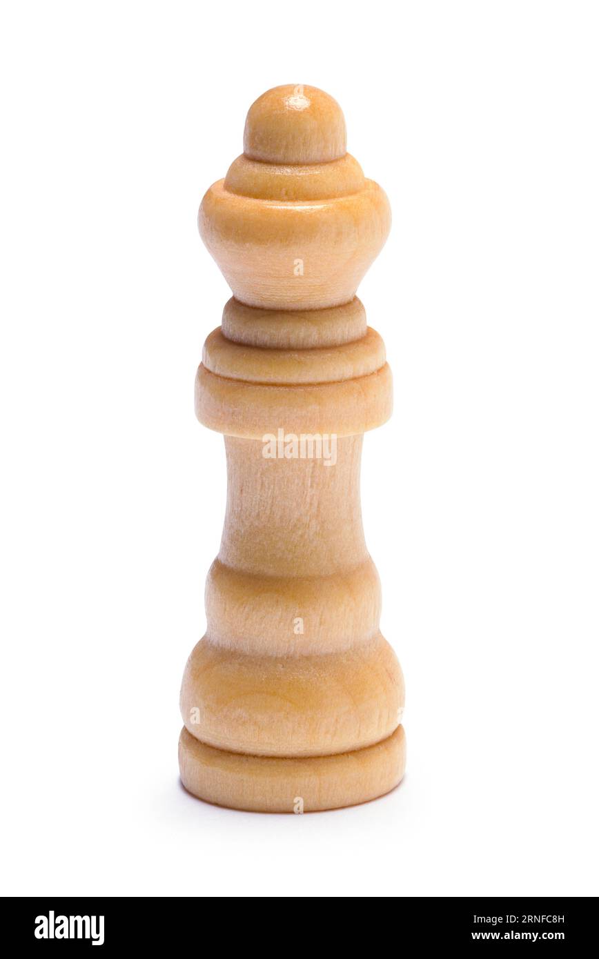 Wood Queen Chess Piece Cut Out on White. Stock Photo