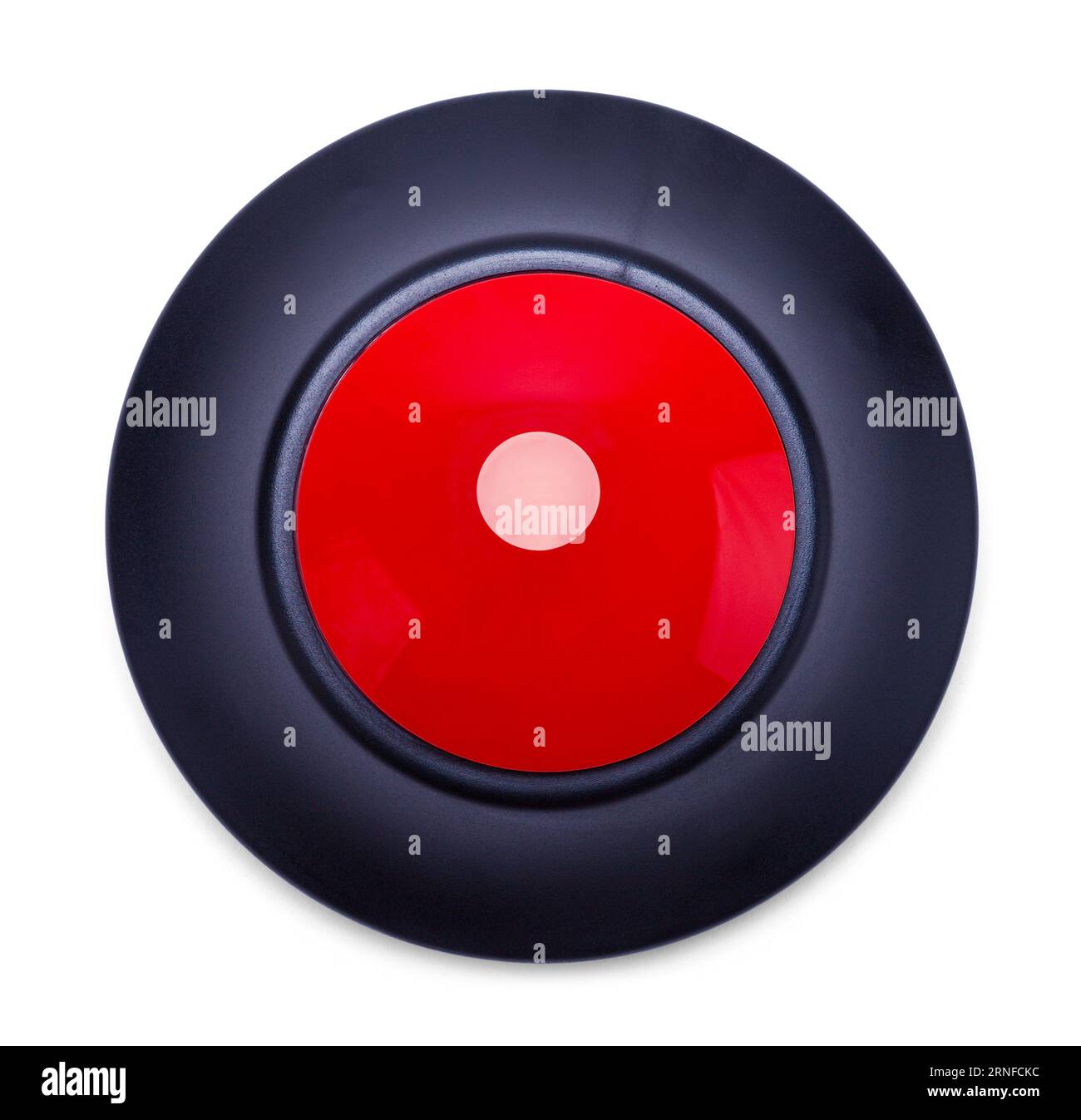 Red and Black Push Button Top View Cut Out. Stock Photo