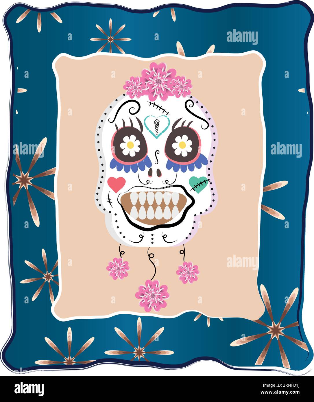 Portrait with decorated skull Dia de muertos Vector Stock Vector