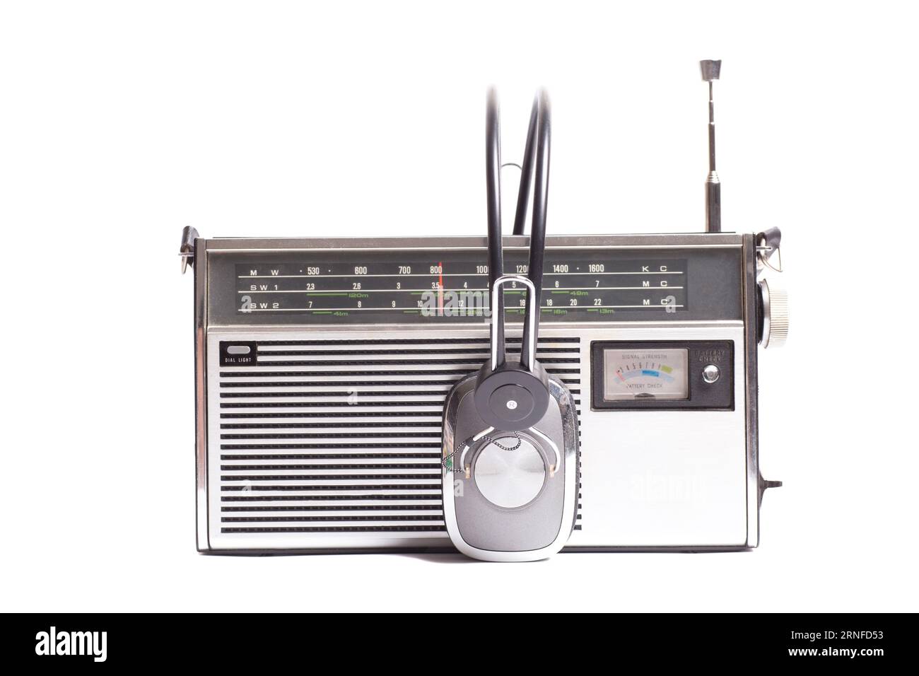 Vintage transistor radio with headphones Stock Photo Alamy