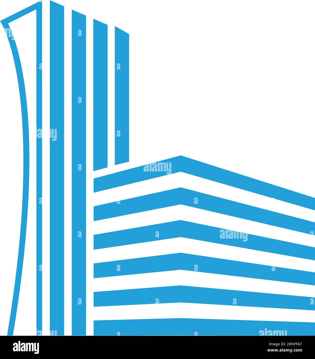 Blue high buildings logo. City center silhouette Stock Vector