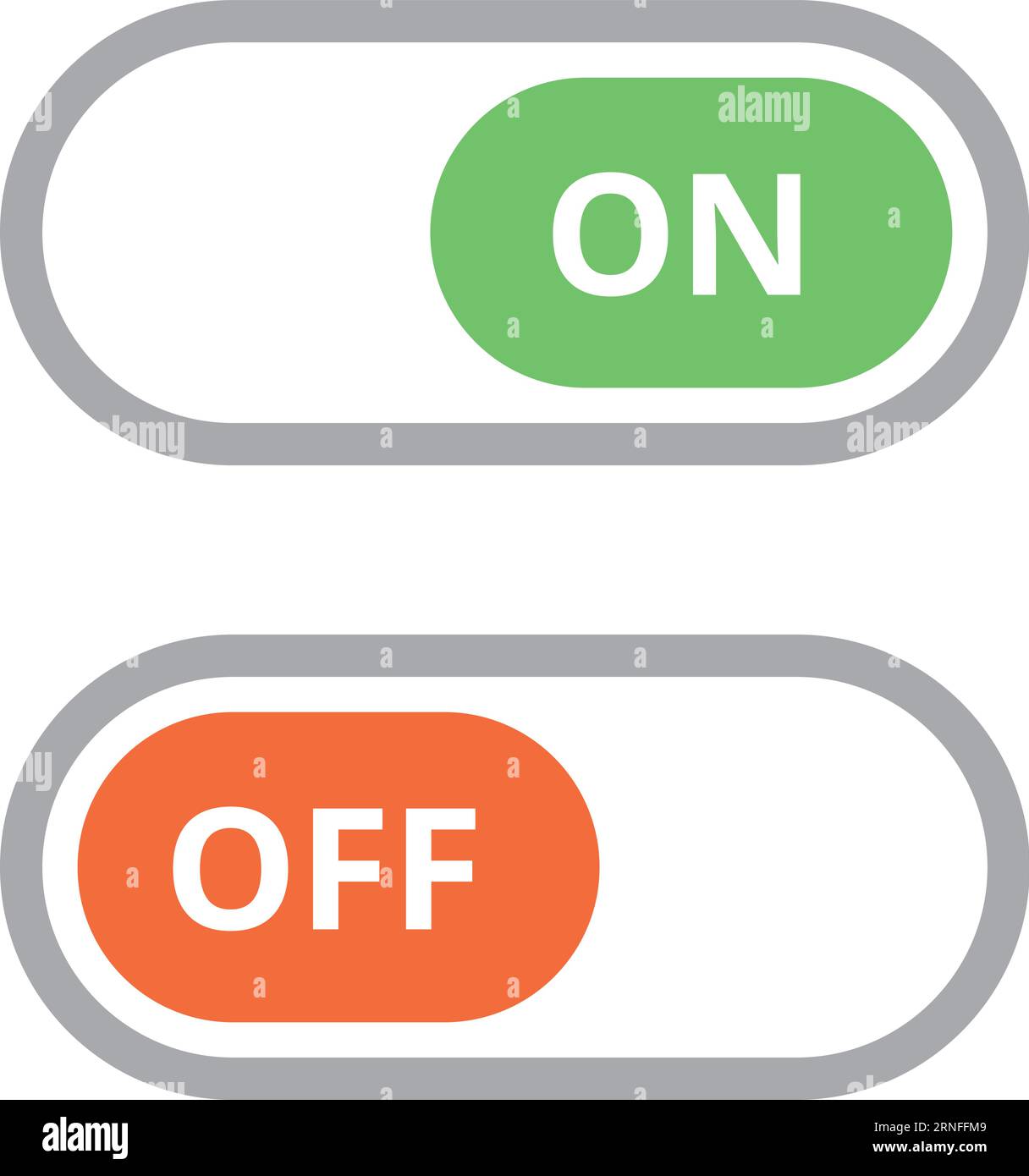 On off slider states. Simple toggle element Stock Vector
