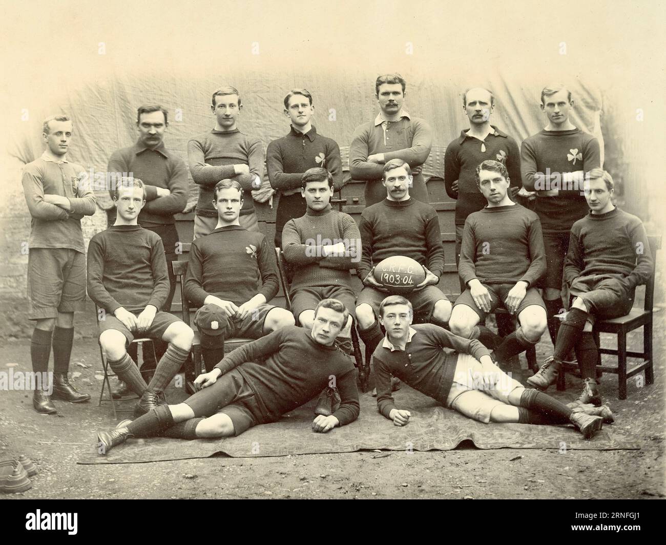 Rugby 1900, Mens Rugby Team,  Ruggers early 1900s Stock Photo