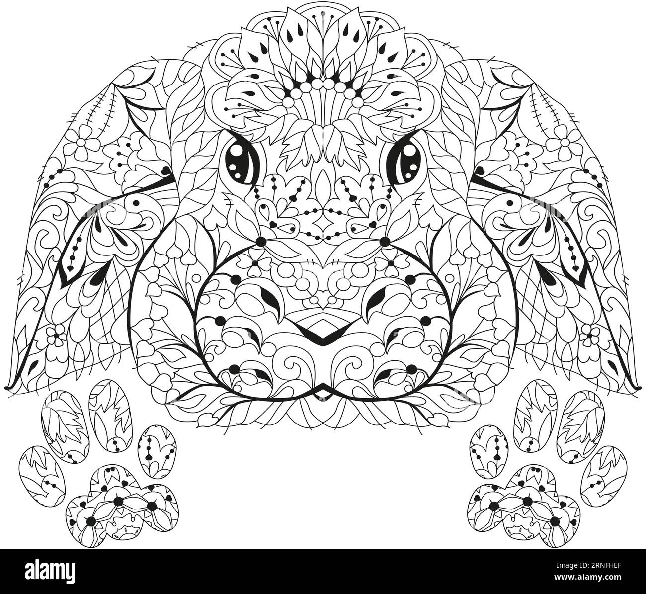 Decorative Rabbit with paws for coloring, Easter Bunny. Hare. Vector ...