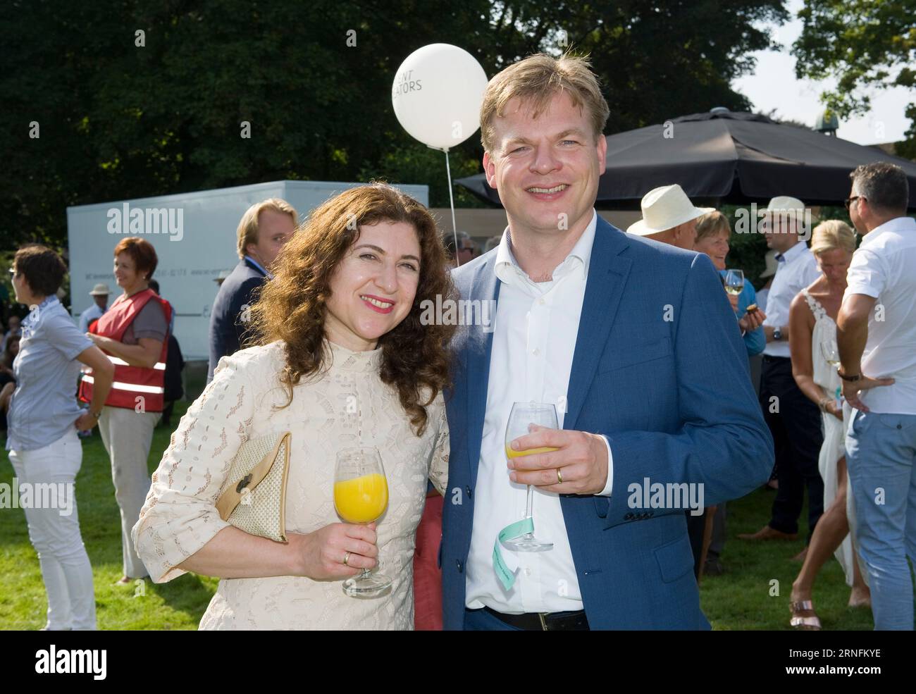 DE LUTTE, THE NETHERLANDS - AUG 30, 2015: Dutch politician Pieter Omtzigt with his wife Ayfer Koc Stock Photo